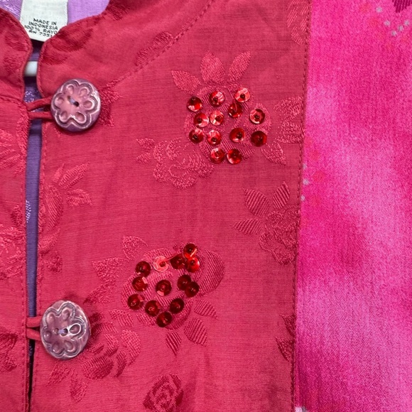 Globe Trotter Size 2X Jacket Art To Wear Colorful Boho Button Asian Patchwork - Picture 4 of 6